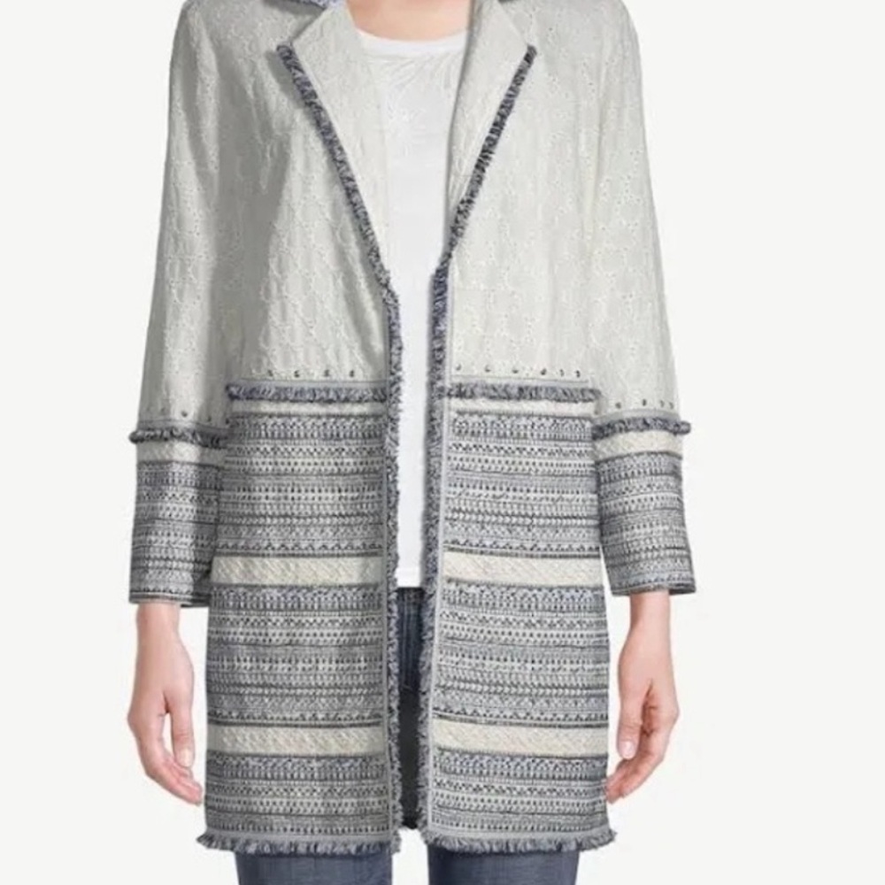 Chico’s Eyelet Topper With Embellished Trim - Picture 4 of 9